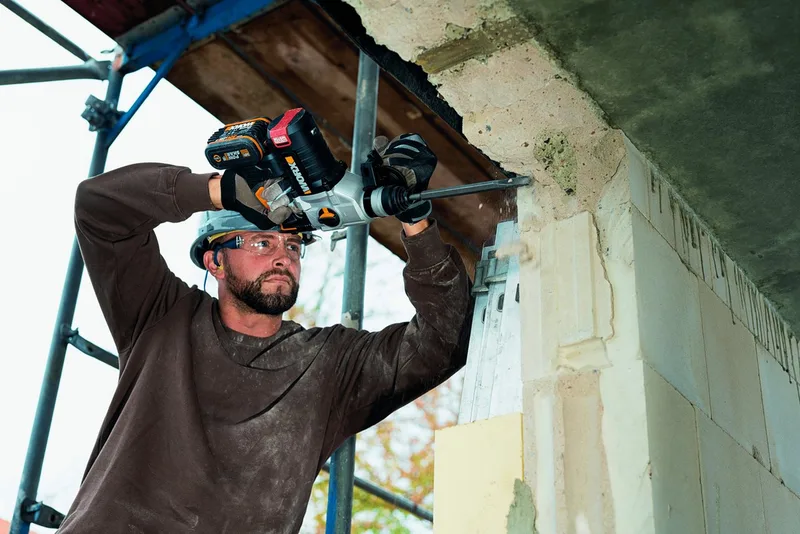 Akku-Bohrhammer NITRO WX380.9, max. 1210 U/min, 3-IN-1, bürstenloser Motor, 2,2J Schlagenergie, ohne Akku & Ladegerät de Worx, Orange, Noir – image du produit 2 sur 4