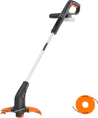 Akku-Rasentrimmer WG157E.9, 25 cm Arbeitsbreite Faden, 2-in-1 Gerät, automatische Fadenverlängerung, ohne Akku und Ladegerät van Worx, Oranje, Zwart – productafbeelding 1 van 5