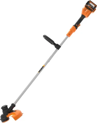 Akku-Rasentrimmer WG183E, 33 cm Arbeitsbreite Faden, Doppelfaden, verstellbarer Griff, inkl. 2 Akkus und Ladegerät de Worx, Orange, Noir – image du produit 1 sur 5