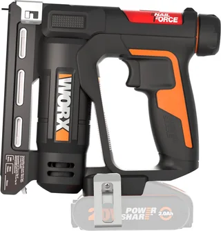 Akku-Tacker WX843.9 NailForce, für Nägel bis 15mm & Tackerklammer bis 14mm, ohne Akku und Ladegerät van Worx, Oranje, Zwart – productafbeelding 3 van 4