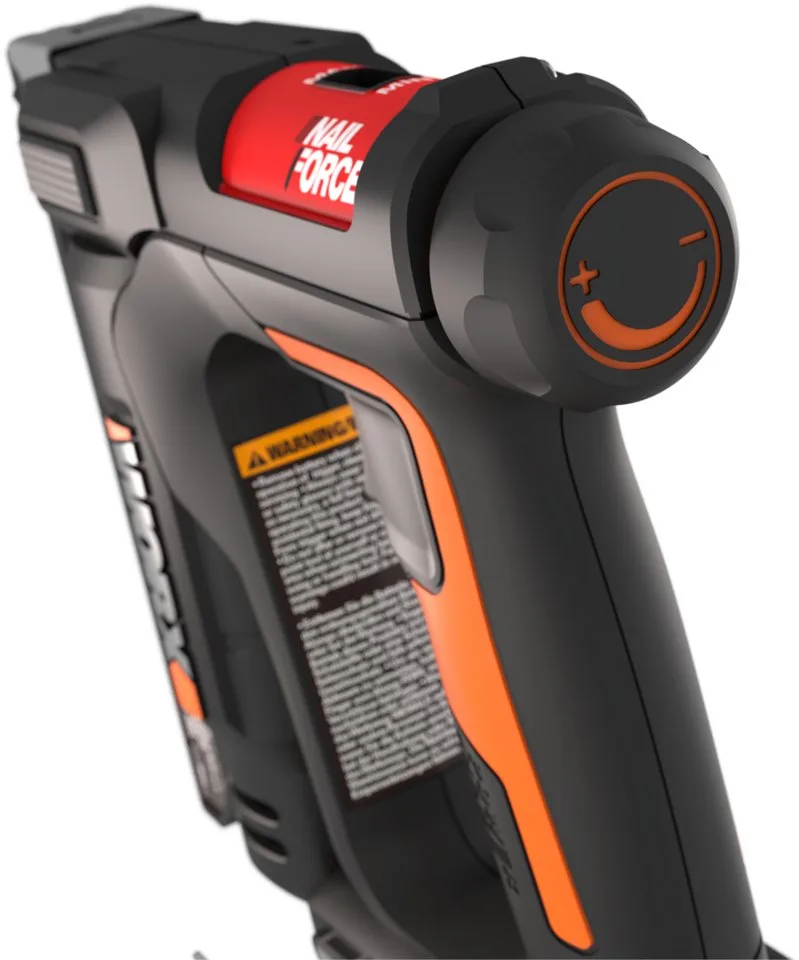 Akku-Tacker WX843.9 NailForce, für Nägel bis 15mm & Tackerklammer bis 14mm, ohne Akku und Ladegerät van Worx, Oranje, Zwart – productafbeelding 2 van 4
