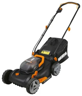 Akkurasenmäher WG743E, 40 cm Schnittbreite, (Set), 40V/ 2x4Ah 500m², 40cm/20-80mm, 45 Liter von Worx, Schwarz – Produktbild 1 von 5