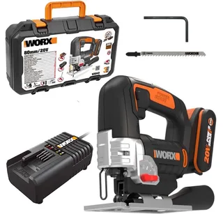 Handkreissäge Worx Akku-Stichsäge WX543 mit Akku 20V/2,0Ah, Ladegerät und Koffer van Worx – productafbeelding 1 van 5