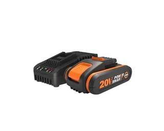 WA3601 Akku Starter-Set (20 V), Schnellladetechnologie, PowerShare-Kompatibilität de Worx, Orange, Noir – image du produit 1 sur 2