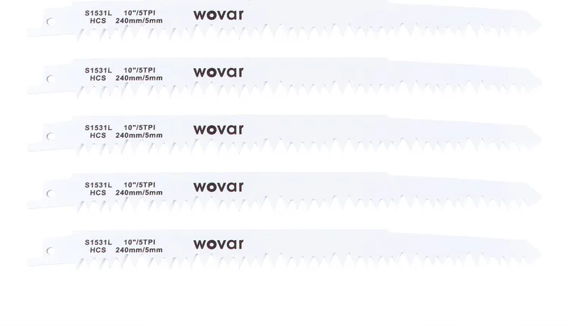 Reciprozaagbladen Grof voor hout 240 mm 1531L | Set 5 stuks von Wovar – Produktbild