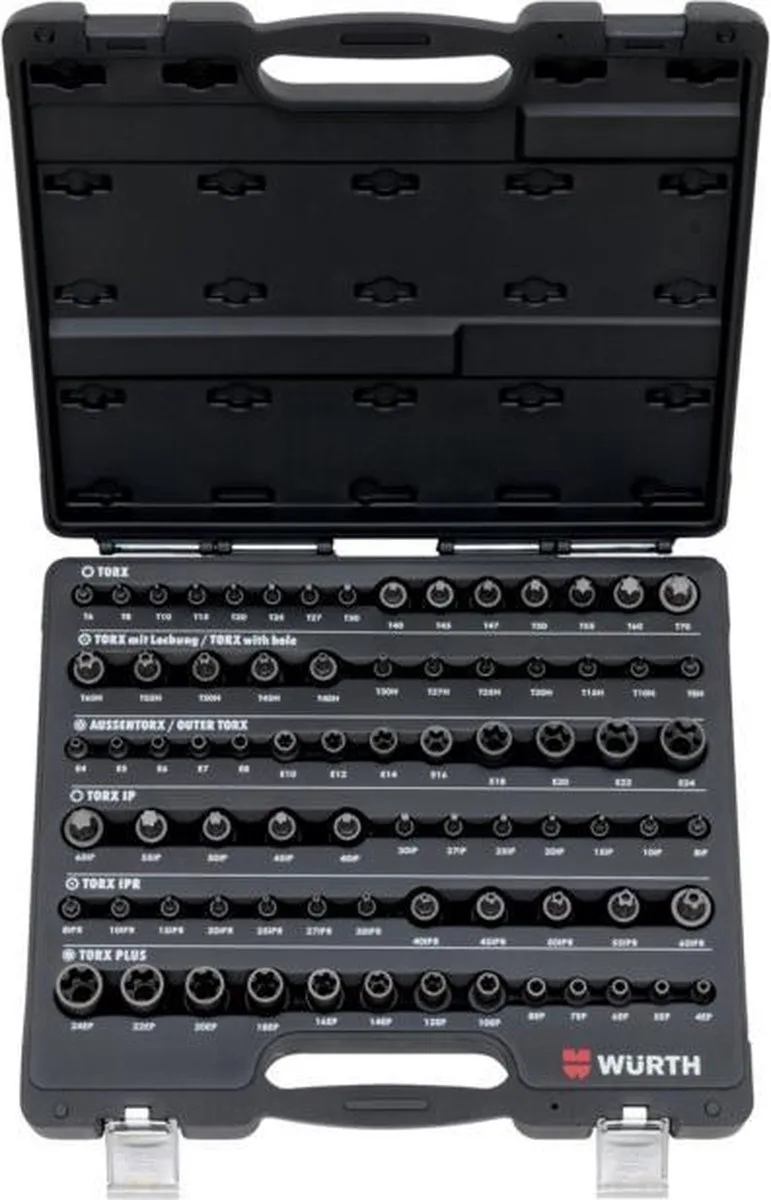 Assortiment TX dopsleutels 1/4 - 3/8 - 1/2 inch 77-dlg by Würth, X – product image