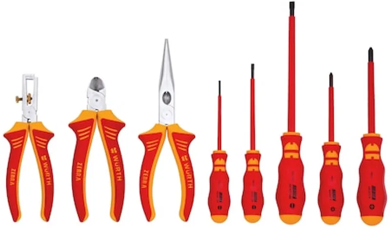 Assortiment VDE-tangen, combi IEC 60900 8-delig - Assortiment VDE-tangen, combi IEC 60900 8-delig x 1 st de Würth, Jaune – image du produit