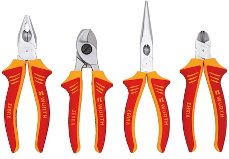 Assortiment VDE-tangen, IEC 60900 4-delig - Assortiment VDE-tangen, IEC 60900 4-delig x 1 st van Würth, Geel – productafbeelding
