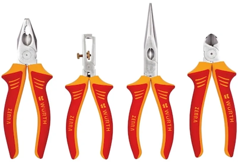 Assortiment VDE-tangen, IEC 60900 4-delig - Assortiment VDE-tangen, IEC 60900 4-delig x 1 st de Würth, Jaune – image du produit