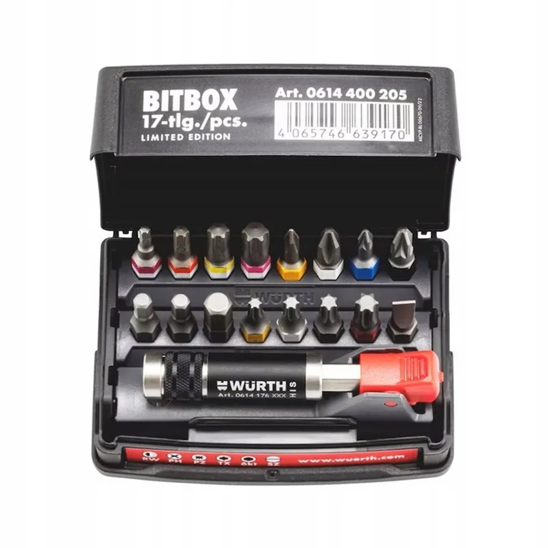 Bitset C 6,3 (1/4") 16-delig met Magnetische Houder von Würth – Produktbild