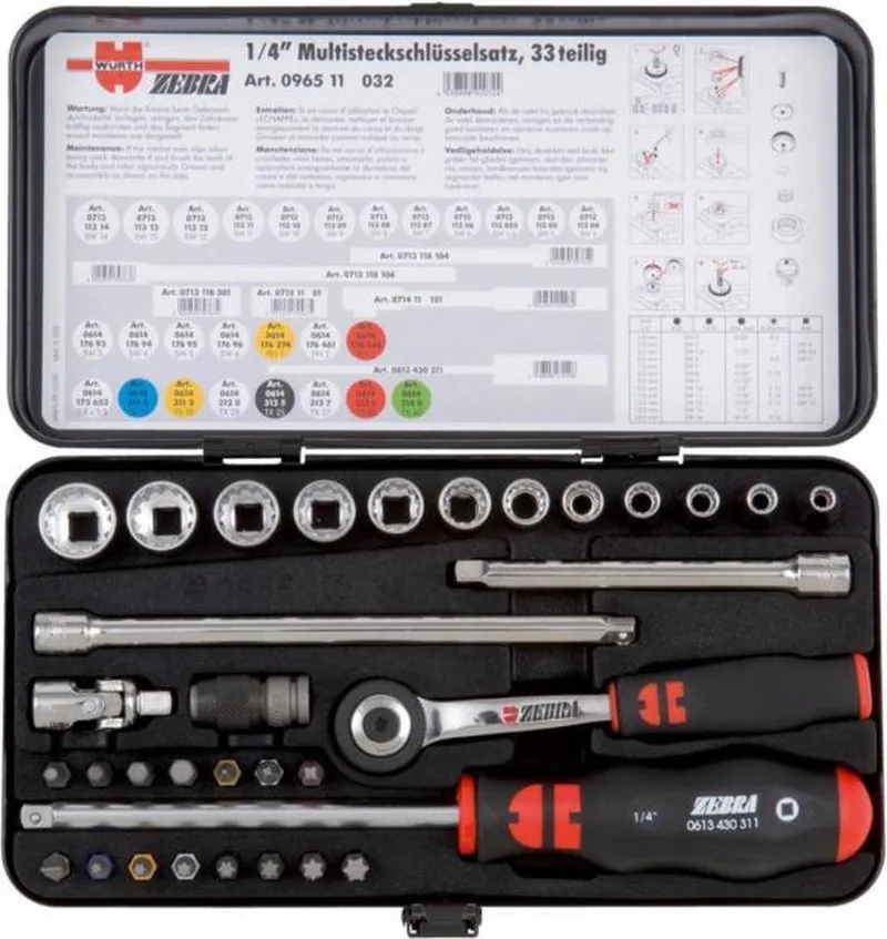 Doppenset multi 1/4 Zebra 33-delig by Würth, Black, Red – product image