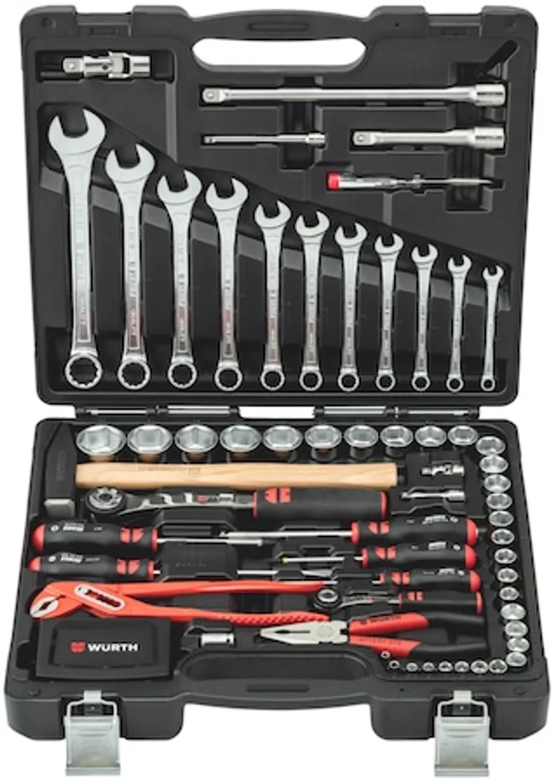 Gereedschapskoffer met alle gangbare gereedschappen Assortiment met 93 stuks - Gereedschapskoffer met alle gangbare gereedschappen Assortiment met 93 stuks x 1 st de Würth, Rouge – image du produit