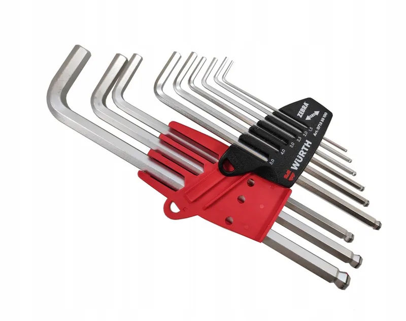 Inbussleutelset met Kogelkop - 9 Delig, Lang by Würth, Chrome – product image