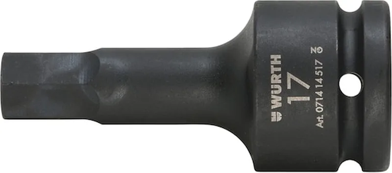 Krachtdop 3/4 inch binnenzeskant lang - Krachtdopbit 3/4 inch Voor zeskantschroeven, metrisch, lang Sleutelwijdte 22 mm fra Würth, Sort – produktbillede