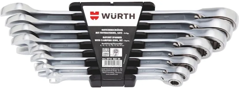 Metrische ratelringsteeksleutel 8 stuks met POWERDRIV® - Metrische ratelringsteeksleutel 8 stuks met POWERDRIV® x 1 st von Würth – Produktbild