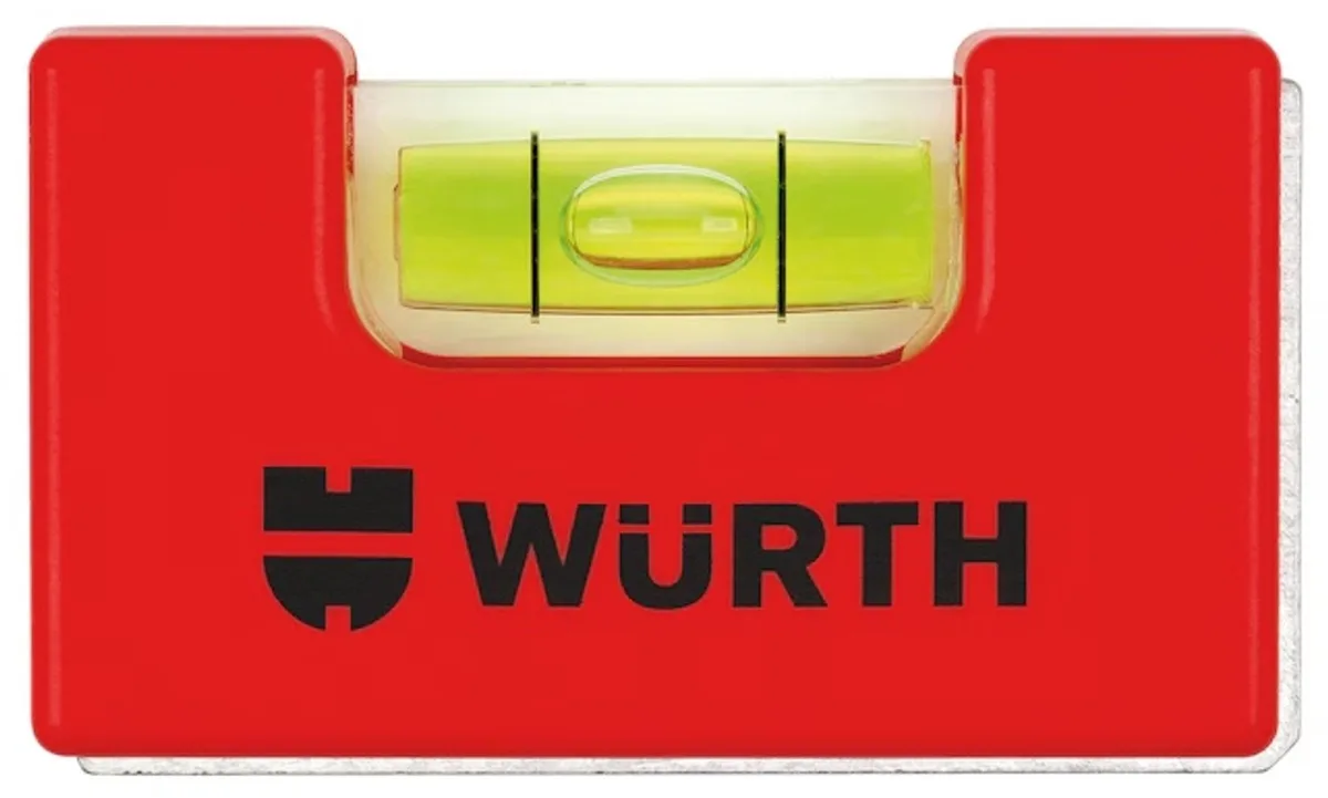 Mini Waterpas met Magneet - 74 mm - 2 Magneten - Met Riemclip van Würth, Rood, Zilver – productafbeelding