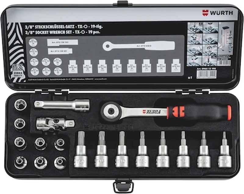 Pijpsleutel 3/8 inch Assortiment 19-delig - Pijpsleutel 3/8 inch Assortiment 19-delig x 1 st de Würth – image du produit