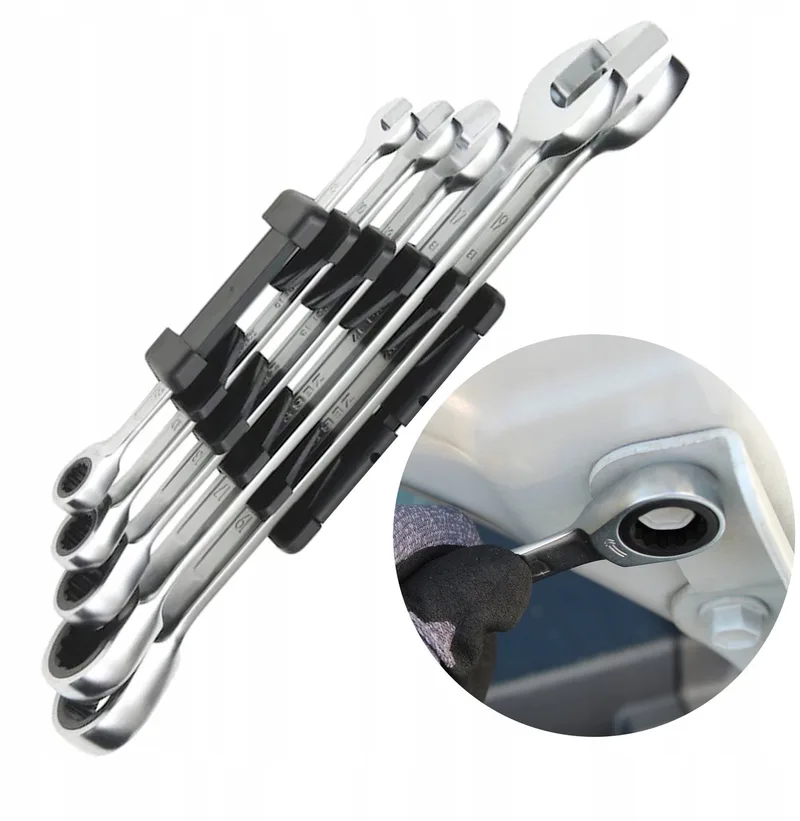 Ringsleutelset met Ratel - 5 Stuks - 8-19mm by Würth, Silver – product image
