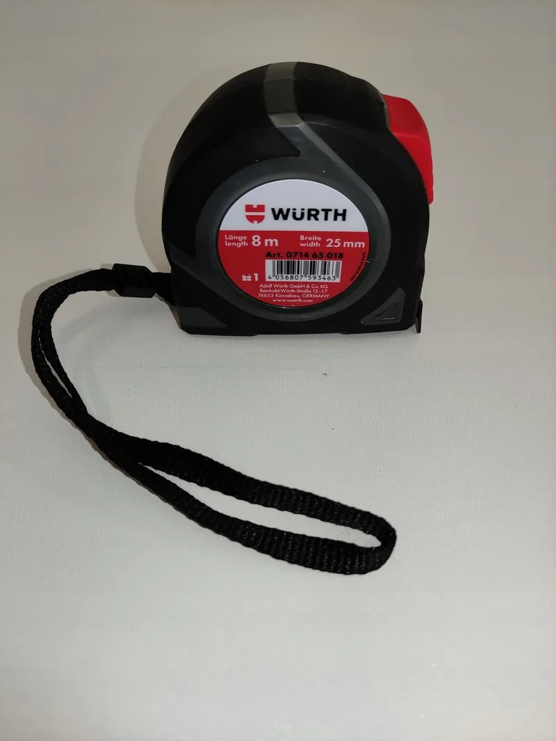 Rolmaat 8m - 25mm Breed - Duurzaam & Nauwkeurig de Würth, Noir – image du produit