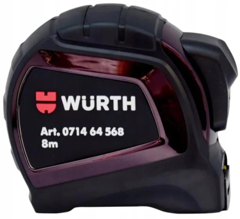 Rolmaat 8m x25mm - Rolbandmaat - Meetlint - Rolband - Landmeter- Duimstok fra Würth, Zwart met rood streep – produktbillede