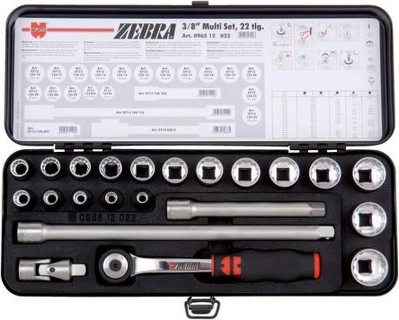 Set dopsleutels 3/8 inch twaalfkant multiprofiel 22-delig MULTIDOPPENSET 3/8 22-DLG. WURTH de Würth, Noir – image du produit