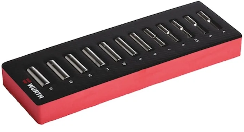 Systeemassortiment 2.4.1, dopsleutel 1/4 inch lang 12 stuks - Systeemassortiment 2.4.1, dopsleutel 1/4 inch lang 12 stuks x 1 st de Würth, Rouge – image du produit