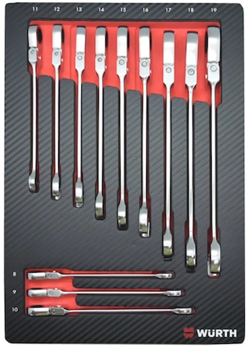 Systeemassortiment 4.4.1, ratelringsteeksleutel, Flexi - Systeemassortiment 4.4.1, ratelringsteeksleutel, Flexi x 1 st by Würth, Red – product image