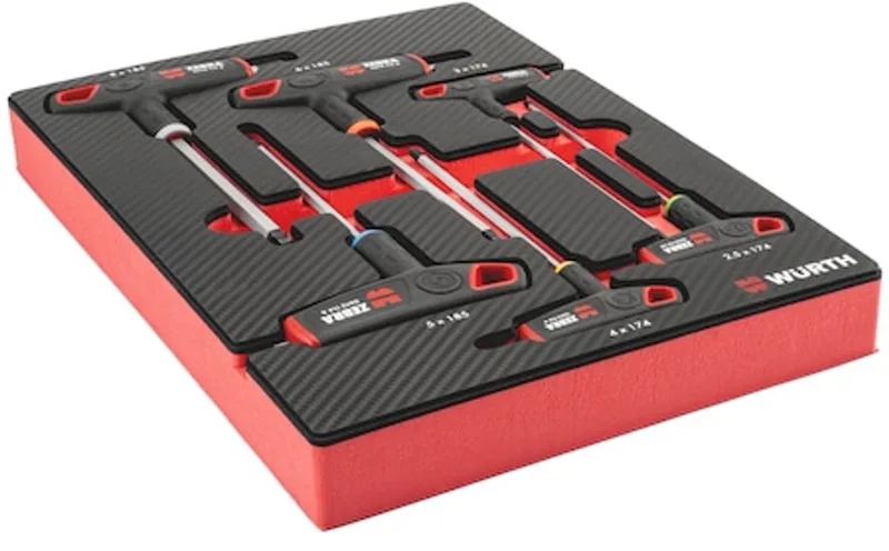 Systeemassortiment 4.4.1, T-greep schroevendraaier, zeskant - Systeemassortiment 4.4.1, T-greep schroevendraaier, zeskant x 1 st by Würth, Red – product image