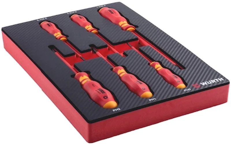 Systeemassortiment 4.4.1, VDE-schroevendraaiers 6-delig - Systeemassortiment 4.4.1, VDE-schroevendraaiers 6-delig x 1 st de Würth, Jaune – image du produit