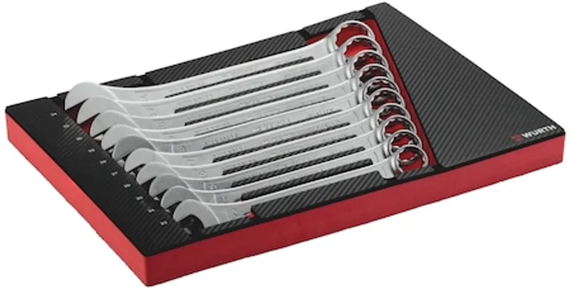 Systeemassortiment 8.4.1, ringsteeksleutel 10-delig - Systeemassortiment 8.4.1, ringsteeksleutel 10-delig x 1 st by Würth, Red – product image