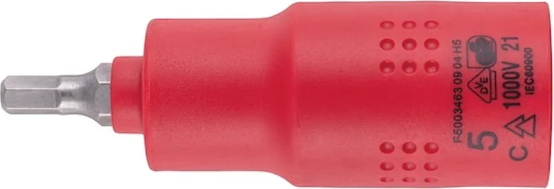 VDE dopsleutel 1/2 inch zeskant - Geïsoleerde VDE-dopsleutel 1/2 inch Voor binnenzeskantschroeven x 1 st Soort aandrijving Binnenvierkant Sleutelwijdte 5 mm by Würth, Red – product image