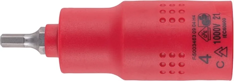 VDE dopsleutel 1/2 inch zeskant - Geïsoleerde VDE-dopsleutel 1/2 inch Voor binnenzeskantschroeven x 1 st Soort aandrijving Binnenvierkant Sleutelwijdte 4 mm by Würth – product image