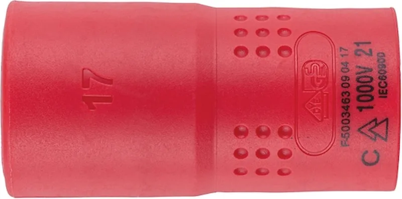 VDE dopsleutel, 1C isolatie 1/2 inch zeskant - Geïsoleerde VDE-dopsleutel 1/2 inch Metrisch, zeskant, kort x 1 st Soort aandrijving Binnenvierkant Sleutelwijdte 17 mm de Würth – image du produit