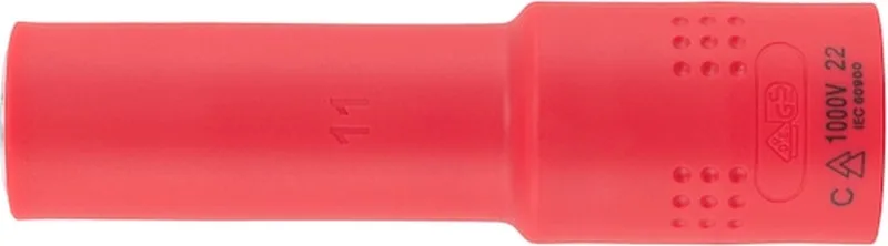 VDE dopsleutel 1C-isolatie 1/2 inch zeskant lang - VDE-dopsleutel 1/2 inch Metrisch, zeskant, lang x 1 st Soort aandrijving Binnenvierkant Sleutelwijdte 11 mm by Würth – product image