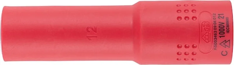 VDE dopsleutel 1C-isolatie 1/2 inch zeskant lang - VDE-dopsleutel 1/2 inch Metrisch, zeskant, lang x 1 st Soort aandrijving Binnenvierkant Sleutelwijdte 12 mm von Würth – Produktbild