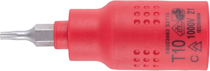 VDE-dopsleutel, 3/8 inch, TX - VDE 3/8 inch TX dopsleutel, kort x 1 st Soort aandrijving Binnenvierkant Aansluiting TX10 de Würth, Rouge – image du produit