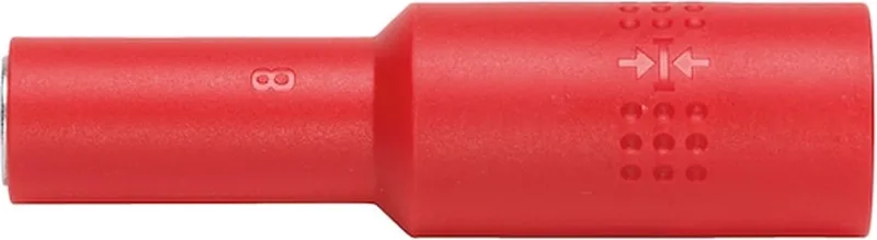 VDE-dopsleutel, 3/8 inch zeskant, lang - VDE 3/8 inch dopsleutel, metrisch, zeskant, lang x 1 st Soort aandrijving Binnenvierkant Sleutelwijdte 8 mm von Würth, Rot – Produktbild