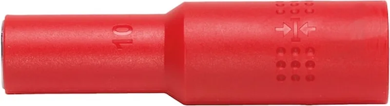 VDE-dopsleutel, 3/8 inch zeskant, lang - VDE 3/8 inch dopsleutel, metrisch, zeskant, lang x 1 st Soort aandrijving Binnenvierkant Sleutelwijdte 10 mm by Würth, Red – product image