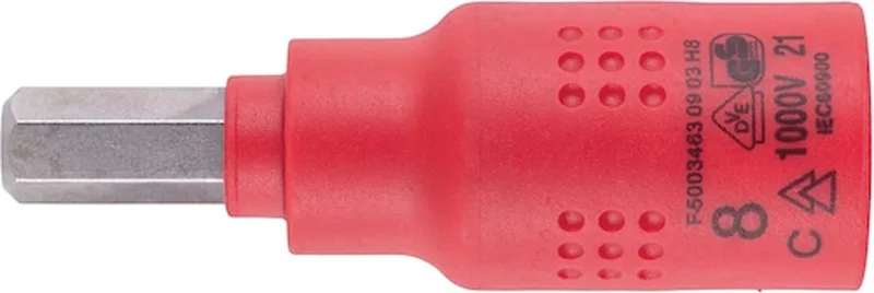 VDE dopsleutel 3/8 inch zeskant - VDE 3/8 inch dopsleutel, binnenzeskant x 1 st Soort aandrijving Binnenvierkant Sleutelwijdte 8 mm de Würth, Rouge – image du produit