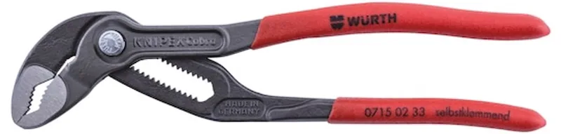 Waterpomptang, drukknopverstelling - Waterpomptang DIN ISO 8976 de Würth, Rouge – image du produit
