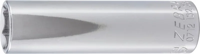 Wurth - 1/2 inch dopsleutel, zeskant, inch, lang - 1⁄2 inch dopsleutel, inch, zeskant, lang met kogelbevestigingsgroef Soort aandrijving Binnenvierkant Sleutelwijdte 19/32 inch by Würth, Chrome – product image