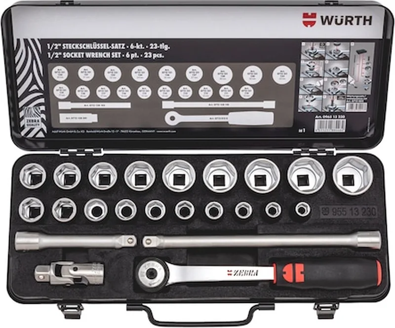 Wurth - 1/2 inch dopsleutels Assortiment met 23 stuks - 1/2 inch dopsleutels Assortiment met 23 stuks x 1 st de Würth – image du produit