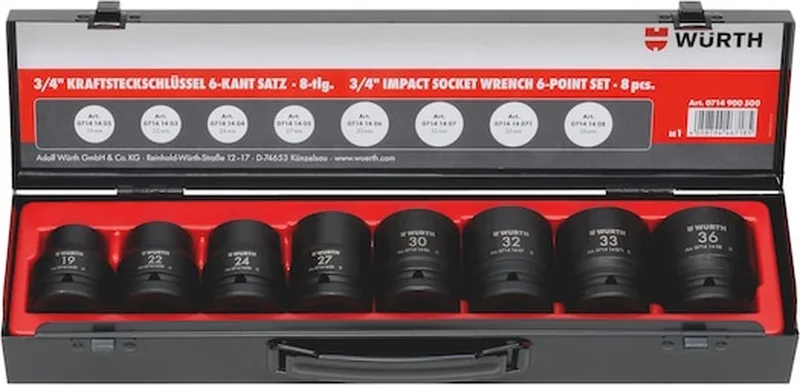 Wurth - 3/4 inch krachtdopsleutel set 8-delig - 3/4 inch krachtdopsleutel set 8-delig x 1 st by Würth – product image