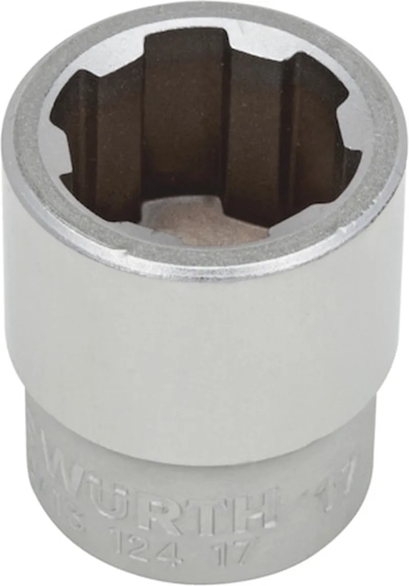 Wurth - 3/8 inch dopsleutel multiprofiel zeskant - 3/8" dopsleutel Met meerdere profielen, zeskant, kort x 10 st Soort aandrijving Binnenvierkant Sleutelwijdte 19 mm by Würth, Silver – product image