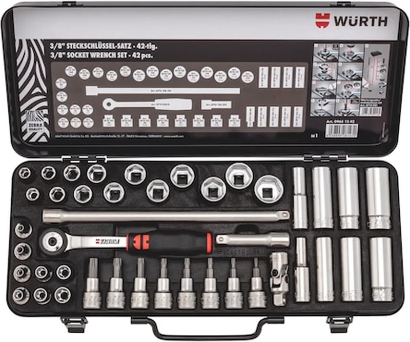 Wurth - 3/8 inch dopsleutels Assortiment met 42 stuks - 3/8 inch dopsleutels Assortiment met 42 stuks x 1 st de Würth – image du produit
