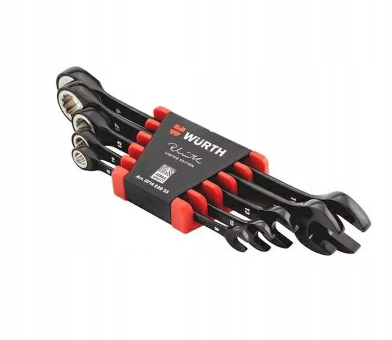 Zebra RW Edition ringsleutelset met ratel - 5 stuks (8-19 mm) by Würth, Red – product image