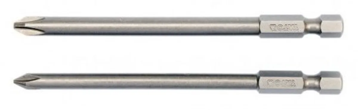 2x Schroefbits PH1x100mm & PH2x100mm, 1/4" Hex, Staal S2 van Yato – productafbeelding