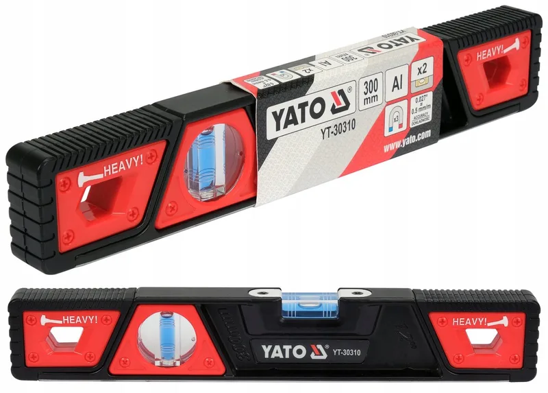 aluminium waterpas 300mm met 3 magneten de Yato, Noir – image du produit