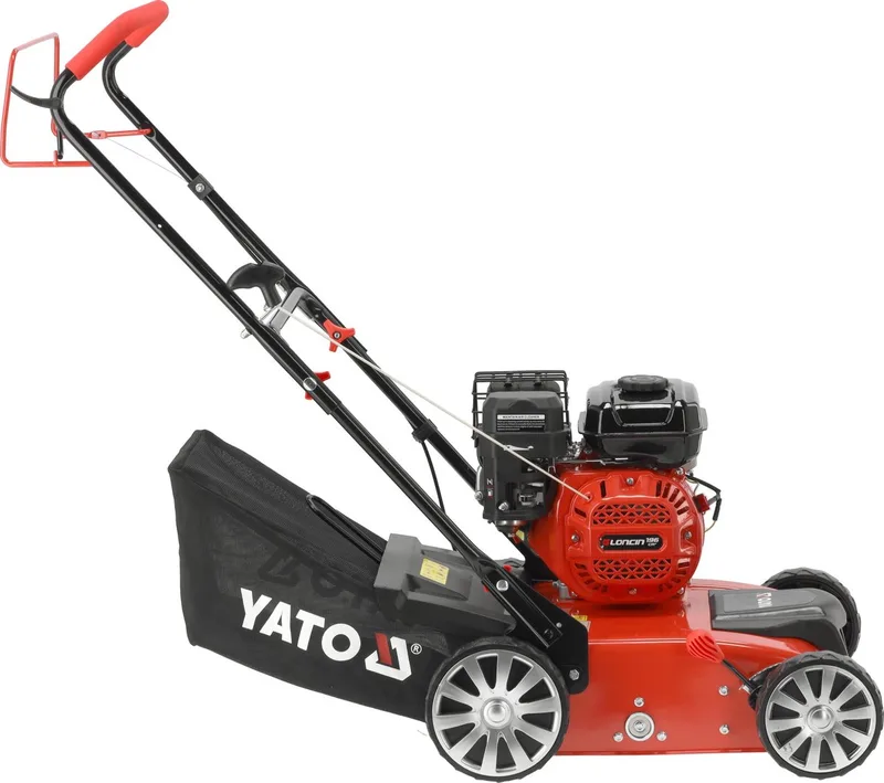 Benzine Grasmaaier - 196 cc Loncin Motor (4.1 kW) - Werkbreedte 38 cm - Inclusief 2 Rollen & 40L Opvangzak - Metalen Behuizing von Yato – Produktbild