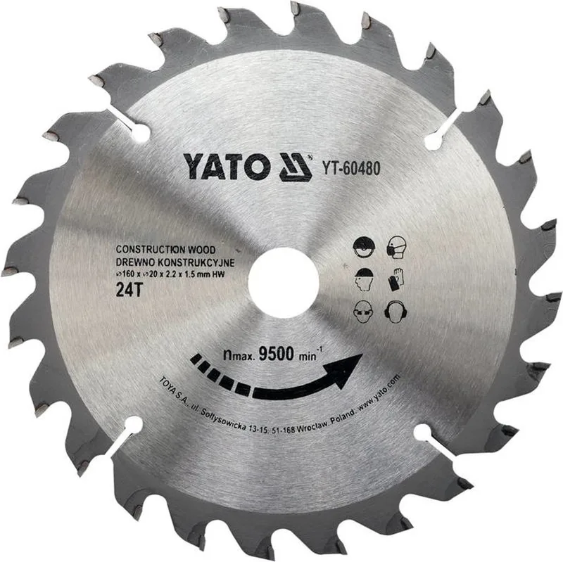 Cirkelzaagblad Ø160 mm - 24T - binnendiameter 20 mm by Yato – product image